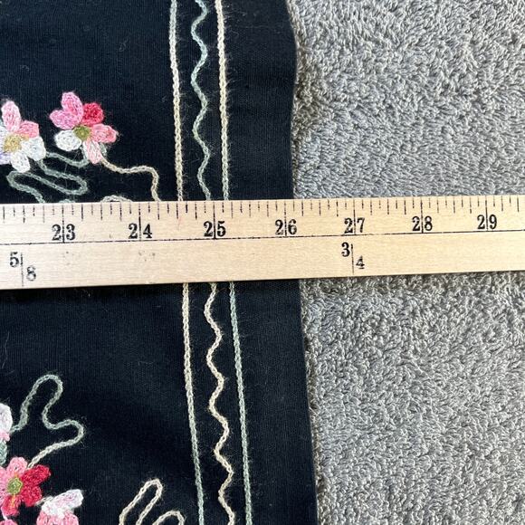 Bedford Fair Cardigan Sweater Womens Size PL Black Floral Embroidered Button Art - Picture 6 of 7